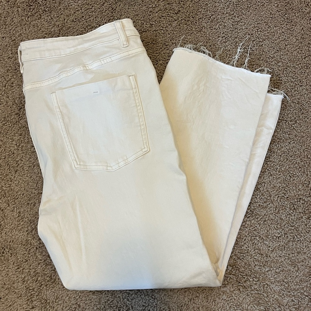 Oat New York - Cream Colored Frayed Leg Jeans